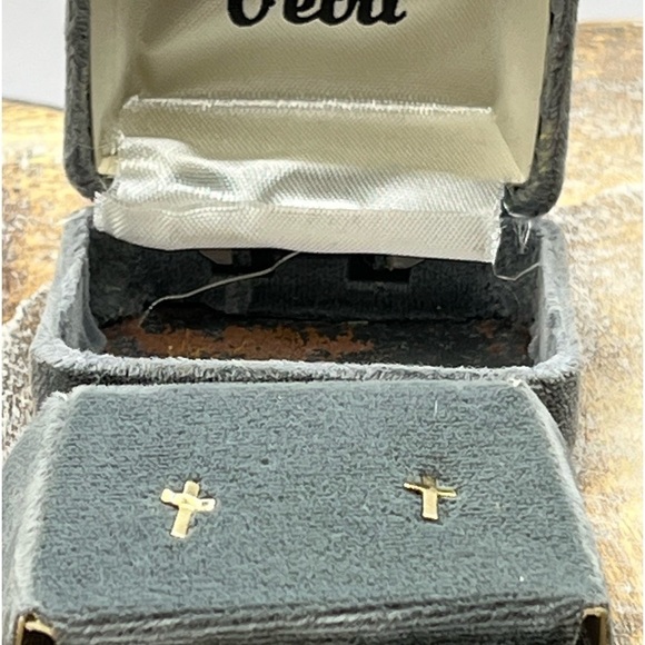 Cross Earrings | Dainty 14K Gold Filled | Post Back | Tiny | Lightweight Pierced - Picture 6 of 12
